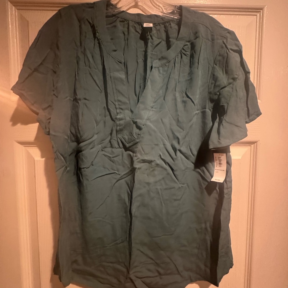Old Navy Women's Casual Teal Button Down Shirt